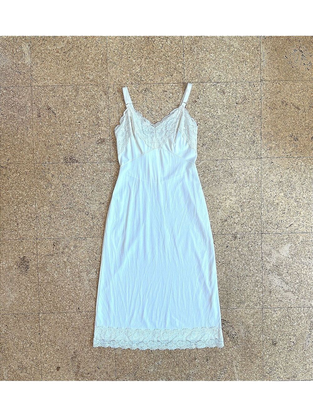 Vtg Pinehurst Lingerie 70s Satin Lace Slip Under Dress Sz 32 Ivory Wedding USA